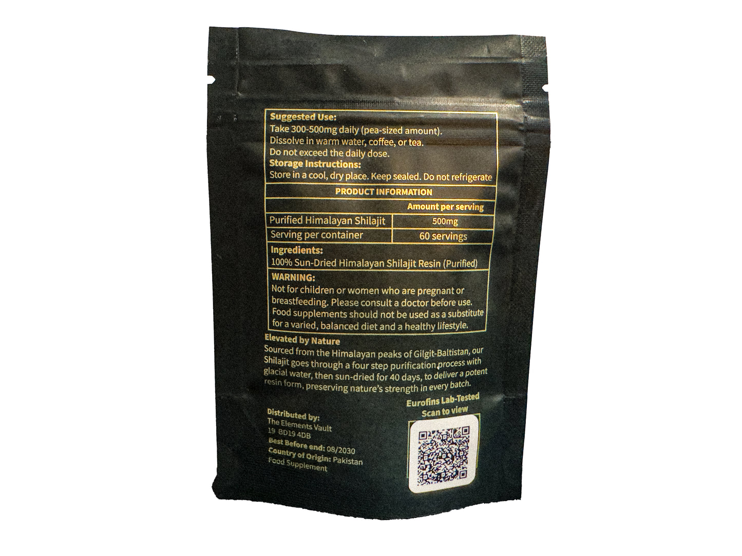 1 Month Supply - Pure Himalayan Shilajit Resin 4 step purified & Lab tested